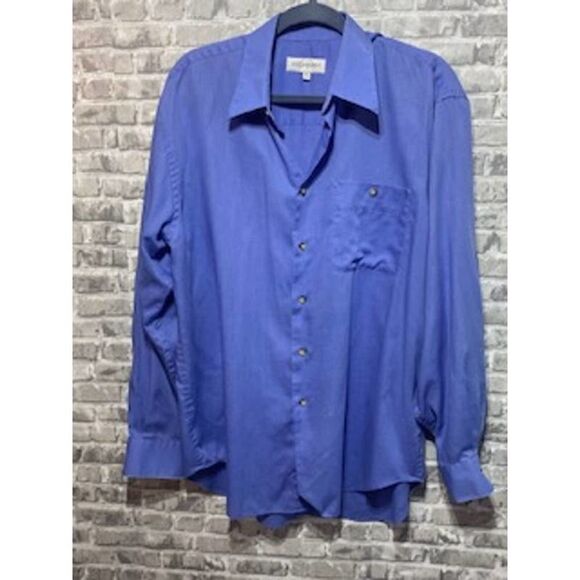 YSL BLUE BUTTON UP DRESS SHIRT - Picture 2 of 6